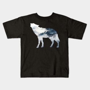 Wolf In The Wild Wolf Shilouette With Image Kids T-Shirt